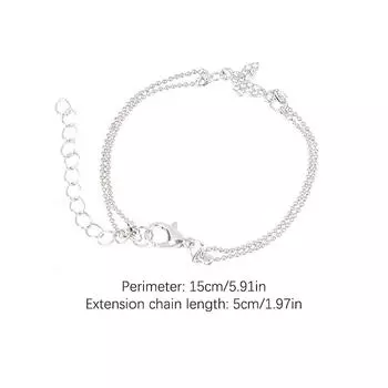 Милый сияющий браслет-бабочка для женщин, цепочка, блестящий браслет серебряный