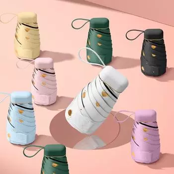 Милый складной мини-зонт от солнца, женский плоский маленький зонт с защитой от ультрафиолета, карманный дизайнерский зонт, складной уличный зонтик розовый