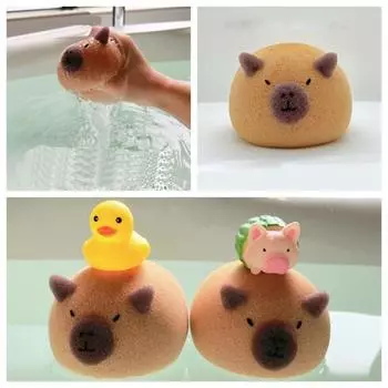 Милый скребок для ванны, пена, сетка, губка для ванны, шарик для ванны, шарики для ванны в виде капибары, ванная комната Capybara