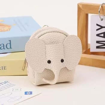 Милый слон из искусственной кожи, сумка для денег, мини-кошелек, женский кошелек для монет, брелок для ключей на молнии, креативный мультяшный портативный чехол для хранения 3