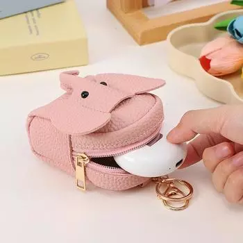 Милый слон из искусственной кожи, сумка для денег, мини-кошелек, женский кошелек для монет, брелок для ключей на молнии, креативный мультяшный портативный чехол для хранения чёрный