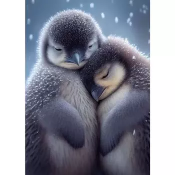 Милый Смешной Ретро Животное Пингвин Пара Животное Арт Постер Холст Картина Настенные Принты Картина для Гостиной Домашний Декор 21cm30cm NoFrame