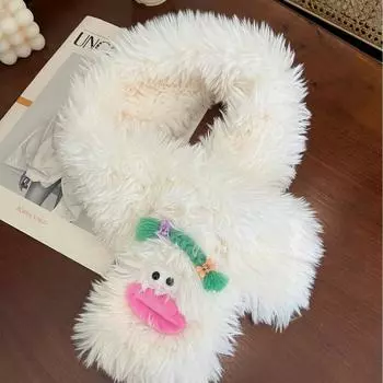 Милый смешной уродливый милый плюшевый шарф женский зимний пушистый теплый утолщенный шейный шарф новый студент 100-135CM фиолетовый