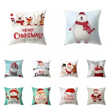 Милый снеговик на рождественскую тему с принтом, чехол для подушки, домашняя гостиная, украшение для дивана, подушка, наволочка 40X40CM