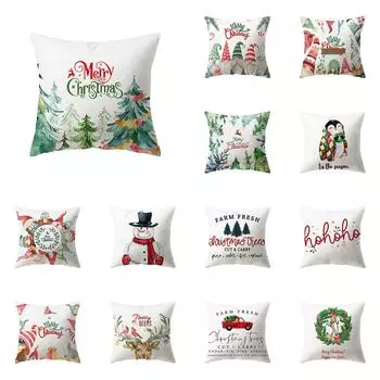 Милый снеговик с рождественским принтом и рисунком, чехол для подушки, украшение для дома, гостиной, дивана, полиэстеровая подушка, наволочка 40X40CM