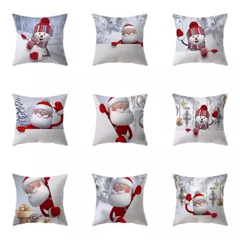 Милый снеговик с рождественским принтом, полиэстеровый чехол для подушки, украшение для дома, гостиной, дивана, подушка, наволочка 40X40CM