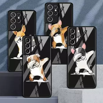 Милый стеклянный чехол с изображением собаки и животного для Samsung Galaxy S22 S20 FE S21 Plus, чехол для телефона S10 5G S9 Note 20 Ultra 10 Lite Shell Samsung S21 5G