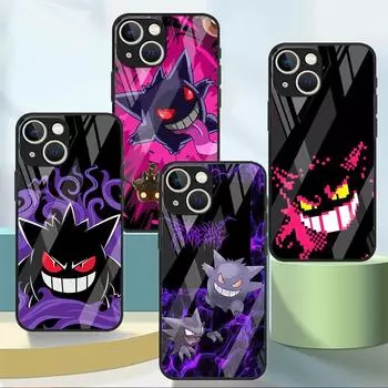 Милый стеклянный чехол с покемоном Gengar для Apple iPhone 14 13 Pro 11 12 7 8 Plus SE 2022 XR X XS Max 6 6S, закаленный чехол для телефона с рисунком iPhone 14 Plus