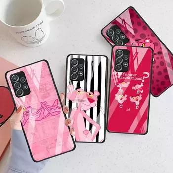 Милый стеклянный чехол с розовой пантерой для Samsung Galaxy A52 A32 A51 A12 A22 A21s A50 A71 A53 A70 A31 A33 A72 A10, закаленный чехол для телефона Samsung A10