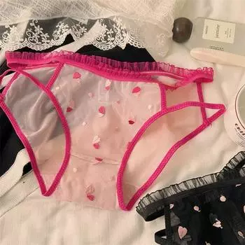 Милый стиль, полое сексуальное нижнее белье для женщин летом, тонкая сетка с низкой талией, вышитый треугольник для женщин M 80-100