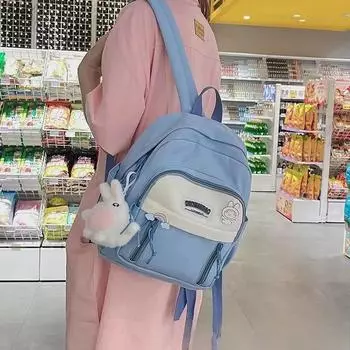 Милый студенческий школьный рюкзак, модная легкая свежая сумка на плечо, высококачественный простой рюкзак Harajuku чёрный