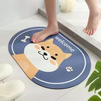 Милый супер впитывающий коврик для ванной комнаты, мягкий резиновый коврик из диатомита, противоскользящие напольные коврики для ног, коврик для входной двери в туалет, коврик для двери