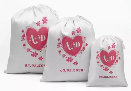 Милый сувенир Белое сердце Свадебные сувениры Индивидуальные принадлежности для вечеринок Подарочные пакеты Подарочные мешочки 15 5 x 7 Inches белый