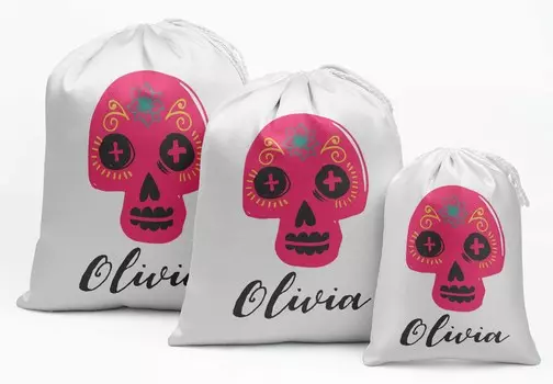 Милый сувенир Белый череп Хэллоуин индивидуальные принадлежности для вечеринок Подарочные сумки Мешочки для украшений 15 5 x 7 Inches винный