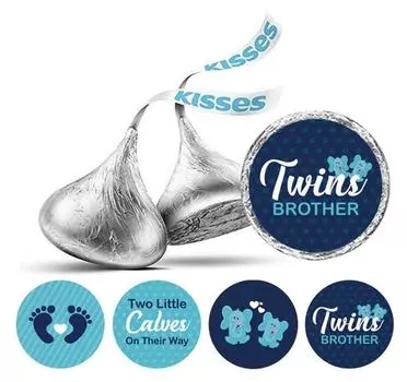 Милый сувенир близнецы брат вечеринка душ наклейки шоколадные этикетки 190 шт 0.75 Inches Diameter синий