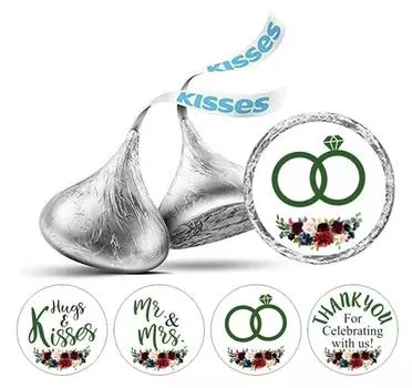 Милый сувенир Цветочные наклейки на свадьбу для поцелуев Шоколадные этикетки своими руками 190 0.75 Inches Diameter чёрный