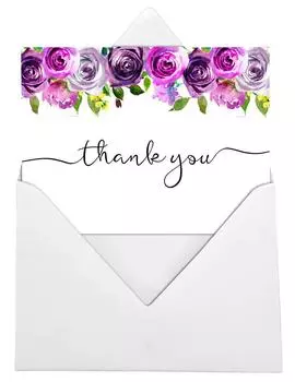 Милый сувенир Цветочные свадебные благодарственные открытки с белыми конвертами 3.5 x 5 Inches (Pack Of 20 Pcs) синий