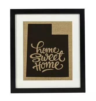 Милый сувенир Home Sweet Home Burlap Print Wall Decor Карта штата Юта Подарок на новоселье - только Burlap Print Burlap Print Only(8 x 10 Inches) бежевый