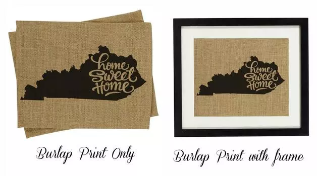 Милый сувенир Home Sweet Home Burlap Print Wall Decor Карта штата Кентукки Подарок на новоселье — только Burlap Print Burlap Print Only(8 x 10 Inches) бежевый