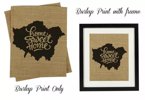 Милый сувенир Home Sweet Home Burlap Print Wall Decor Карта города Лондон Подарок на новоселье - только Burlap Print Burlap Print Only(8 x 10 Inches) бежевый