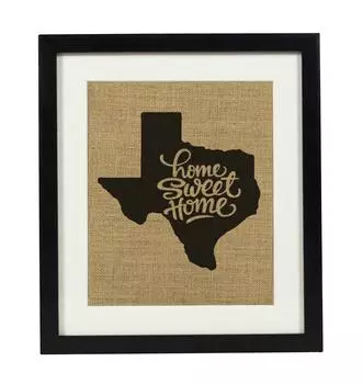 Милый сувенир Home Sweet Home Burlap Print Wall Decor Карта штата Техас Подарок на новоселье - только Burlap Print Burlap Print Only(8 x 10 Inches) бежевый