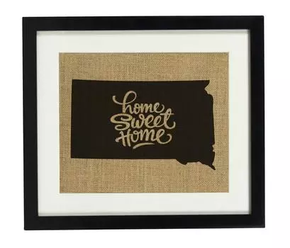 Милый сувенир Home Sweet Home Burlap Print Wall Decor Карта штата Южная Дакота Подарок на новоселье - только Burlap Print Burlap Print Only(8 x 10 Inches) бежевый