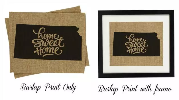 Милый сувенир Home Sweet Home Burlap Print Wall Decor Kansas State Map Подарок на новоселье — только Burlap Print Burlap Print Only(8 x 10 Inches) бежевый