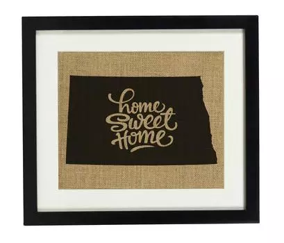 Милый сувенир Home Sweet Home Burlap Print Wall Decor Карта штата Северная Дакота Подарок на новоселье - только Burlap Print Burlap Print Only(8 x 10 Inches) бежевый