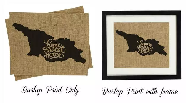 Милый сувенир Home Sweet Home Burlap Print Wall Decor Georgia Country Map Gift на новоселье - Burlap Print Only Burlap Print Only(8 x 10 Inches) бежевый
