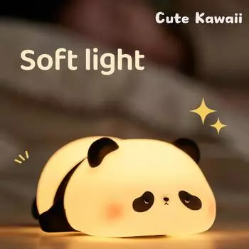 Милый светодиодный детский ночник Kawaii Panda силиконовый USB перезаряжаемый светильник для спальни с регулировкой яркости света таймер для сна прикроватная лампа для рабочего стола