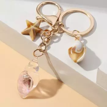 Милый светящийся брелок для ключей в виде ракушки, декоративный брелок в виде ракушки-звезды, пляжные украшения зелёный