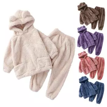 Милый свитер для маленьких мальчиков и девочек, теплое пальто, одежда, фланелевый домашний пижамный костюм 1-2 Years