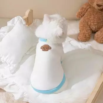 Милый свитер-кардиган контрастного цвета для собаки, весенний теплый сезон, милая одежда для питомца, бипод для средней и маленькой собаки, кошки XL (recommended weight 11-7.5 kg)