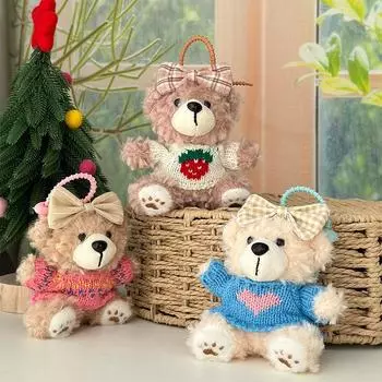 Милый свитер, подвеска в виде медведя, плюшевая игрушка-кукла, кукла-медведь, школьная сумка, подвесное украшение, брелок-кукла Color random delivery