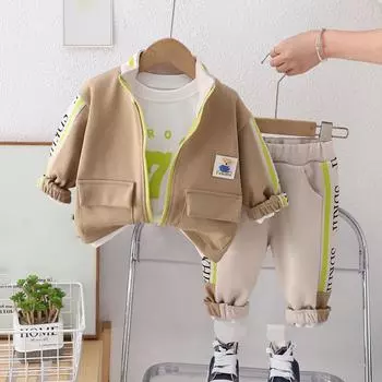 Милый свитер с бантом и длинными рукавами для маленьких девочек, стильный и повседневный костюм из двух частей 100 хаки