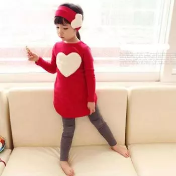 Милый свитер с длинными рукавами для девочек на весну и осень, комплект из двух предметов: топ + штаны 140 красный