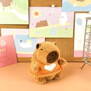 Милый свитер с сердечком, плюшевая подвеска-капибара, мультяшная плюшевая кукла, игрушка, брелок-подвеска, креативные аксессуары для украшения рюкзака, подарки