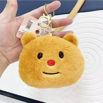 Милый Таиландский плюшевый медведь-масло, кошелек для монет, плюшевая кукла-медведь, брелок для ключей, мультяшная плюшевая кукла, держатель для ключей, сумка, кулон, пара, гифка