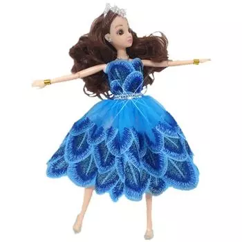 Милый танцевальный костюм с павлиньими перьями, цельное платье для куклы Барби 1/6, модная одежда для кукол 1/6 BJD, детская игрушка синий