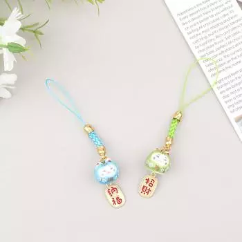 Милый телефон с изображением счастливого кота своими руками, симпатичные брелки для ключей, аксессуары для сумок, ремешок для ключей, подвеска, автомобильный брелок, веревка, украшение зелёный