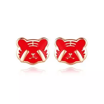 Милый темперамент красные праздничные маленькие серьги тигра модные серьги для девушек