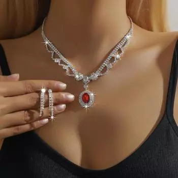 Милый темпераментный комплект сережек, ожерелье, легкая роскошная высококачественная цепочка на ключицу, простое маленькое свежее свадебное ожерелье для женщин оптом