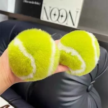 Милый теннисный брелок из натурального меха кролика, теннисная машинка, плюшевый мяч, рюкзак, сумка, подвесные украшения, подарок для девочки жёлтый