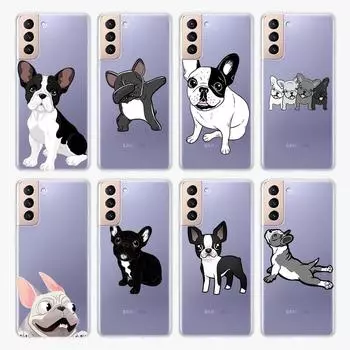 Милый тигровый французский щенок силиконовый чехол для Samsung Galaxy S22 S21 S20 FE Ultra S10 S10E Lite S9 Plus прозрачный чехол для телефона Samsung S22 Ultra