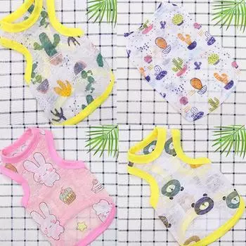 Милый тонкий летний жилет для собак с принтом медведя, одежда для собак, костюм для щенка, чихуахуа, бишона, солнцезащитный жилет для кошек и собак, охлаждающий жилет, футболка для девочек и собак XS розовый