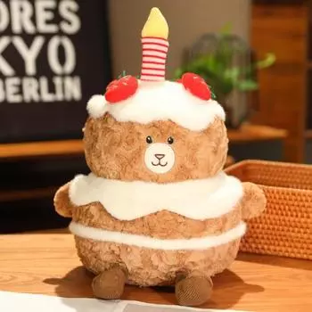 Милый торт на день рождения, плюшевый медведь, мягкий пушистый полипропиленовый хлопок, плюшевая кукла, украшение для дома, детская комфортная игрушка, подарок на день рождения подруге