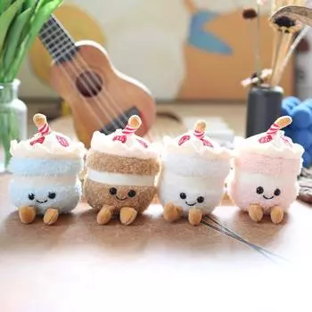 Милый торт со свечами, чашка для чая с молоком, маленькая подвеска, плюшевая игрушка, кукла, сумка, подвеска, брелок, кукла 12cm