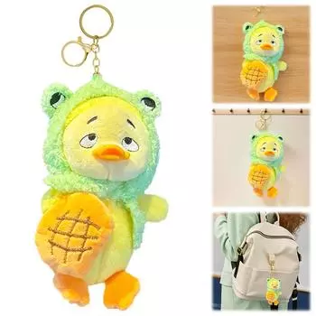 Милый трудолюбивый брелок для ключей в виде утки, работа расстраивает меня, плюшевая игрушка-подвеска, мягкая работа — это проблема, плюшевый брелок для ключей в виде утки, мини-брелок в виде животного B