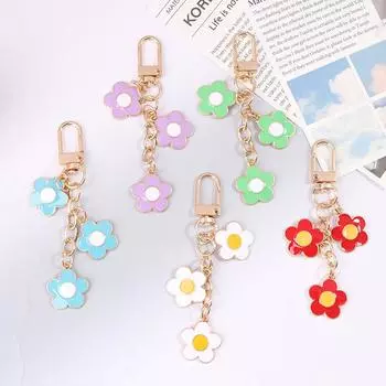 Милый твердый брелок в виде цветка конфеты для женщин и девочек, подвеска в виде колокольчика, украшения для сумки, автомобильный брелок, брелок, аксессуары, подарок белый