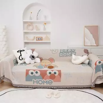 Милый универсальный чехол для дивана с рисунком «все включено», устойчивый к царапинам, полотенце, четыре сезона, универсальная комбинация, чехол для дивана из синели с кисточками, ткань 180*130